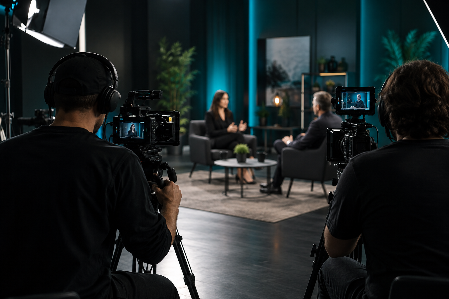 Two-camera video production shoot